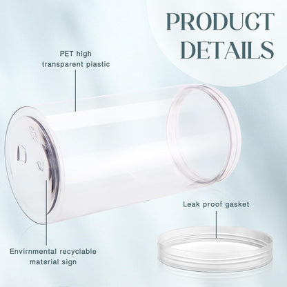 Patelai 4 Pieces Round Wide-mouth Leak Proof Plastic Container Jars with Lids for Travel Storage Makeup Beauty Products Face Creams Oils Salves Ointments DIY Making(32 Ounce,Clear)