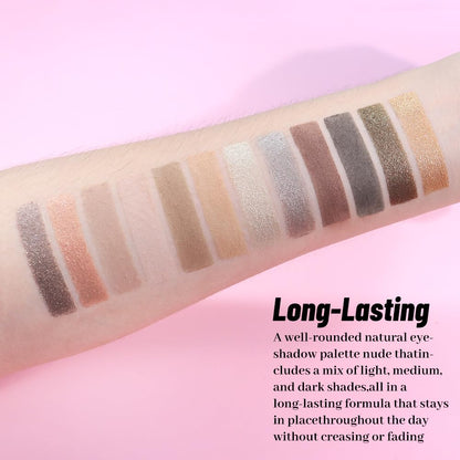 SUAKE Neutral Smokey Eye Shadow Palette,Nude Silver Gray Black Cream Eyeshadow Palette,Make Up Pallets for Women, Highly Pigmented Long Lasting Naturing-Looking
