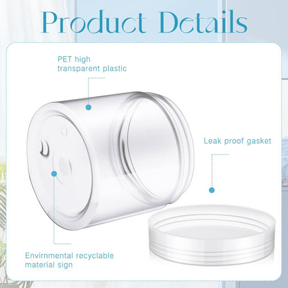 Patelai 4 Pieces Round Wide-mouth Leak Proof Plastic Container Jars with Lids for Travel Storage Makeup Beauty Products Face Creams Oils Salves Ointments DIY Making(6 Ounce,Clear)