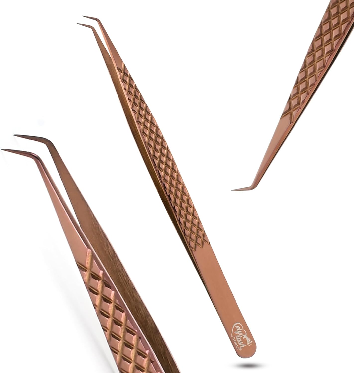 My Lash Tools Eyelash Extension Curved Degree Tweezers for Isolation Lash Extensions 14cm, Best for Individual Isolation & Classic Lashes Japanese Stainless Steel Eyelash Twisers (Copper x)