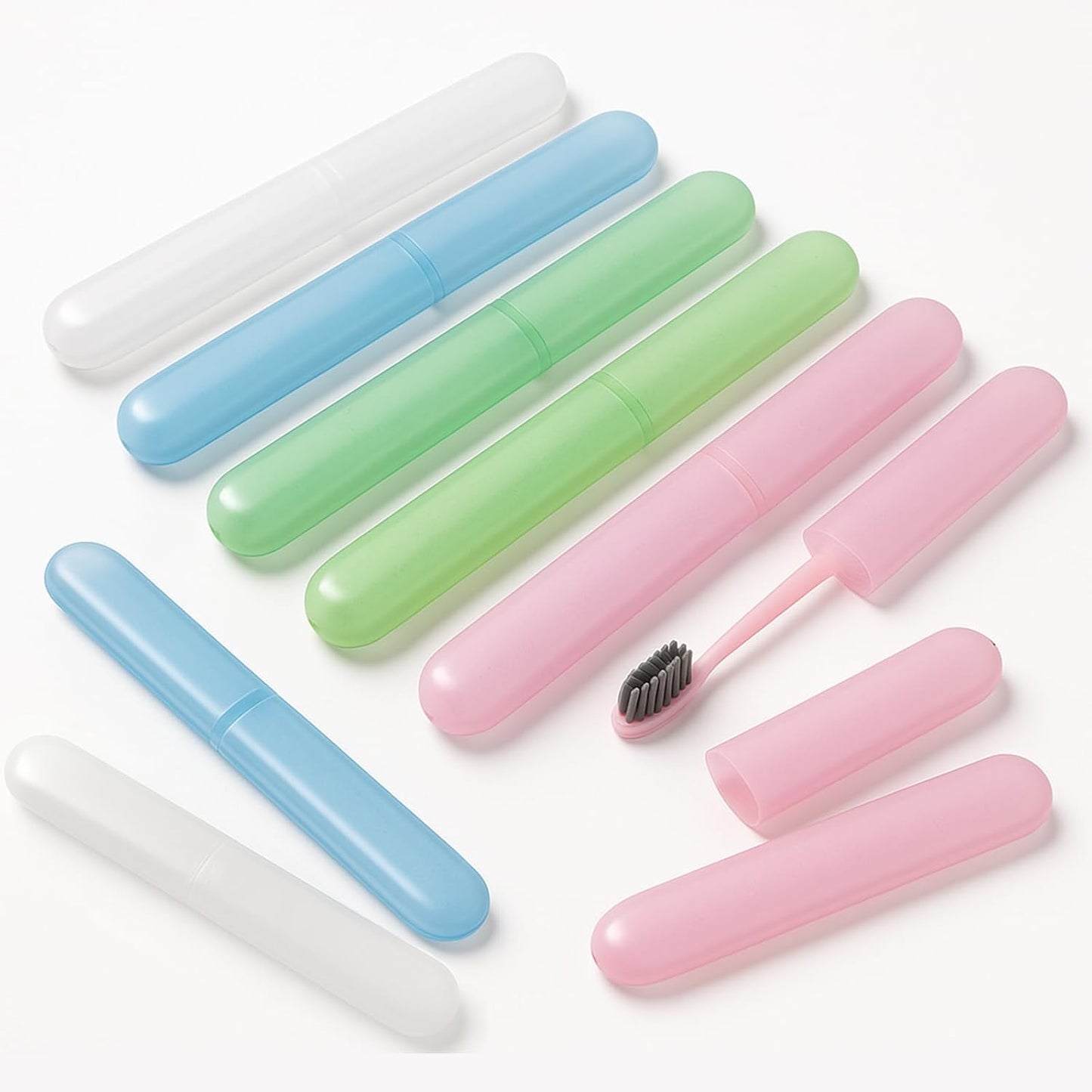 8 Pack Travel Toothbrush Case, Portable Toothbrush Travel Case with Ventilation Hole for Business Trip, Camping, Home(Blue,Pink,Green,White)