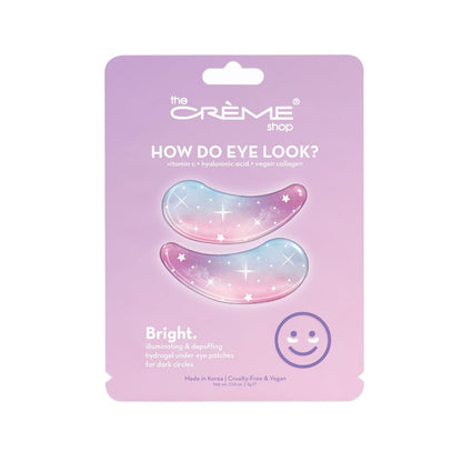 The Crème Shop How Do Eye Look? Vegan Illuminating Under Eye Patches for Brightening Depuffing with Vitamin C Hyaluronic Acid & Vegan Collagen 15 Min Quick Fix for Dark Circles Wrinkles (Set of 3Pack)