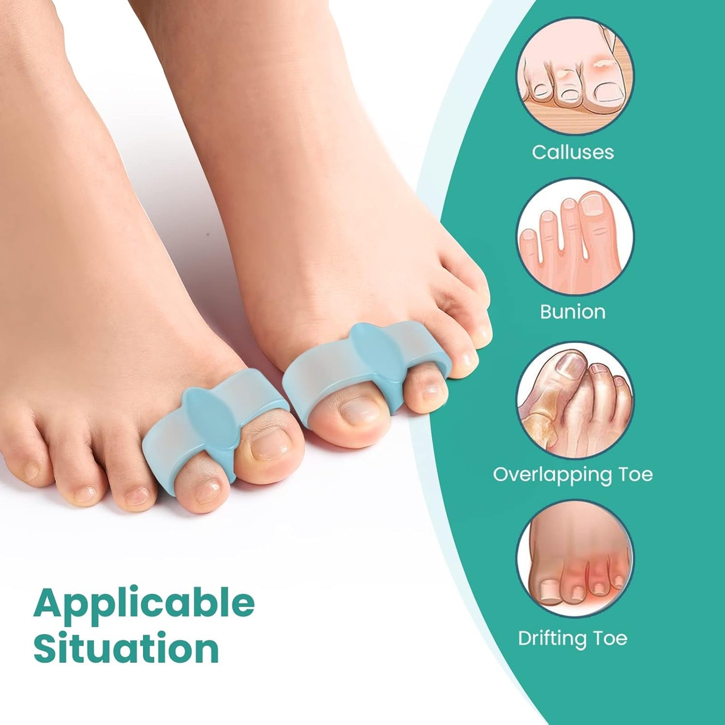 Welnove Pack of 12 Bunion Corrector, Toe Separators with 2 Loops, Big Toe Spacer Suitable for Bunion and Overlap Toe (Blue)