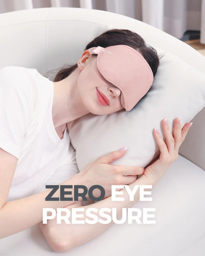 MZOO Luxury Sleep Mask for Back, Side Sleeper, Complete Light Blocking Sleeping Eye Mask Night Blindfold, 3D Zero Pressure & Spacious for Lash Extensions, Breathable Soft Eye Cover Flight Nap Travel