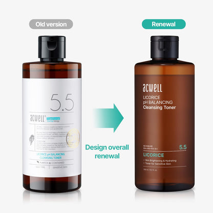 ACWELL Licorice pH Balancing Cleansing Toner 10.1 fl.oz. - PH5.5 Hydrating Makeup Cleansing Astringent - Skin Clearing, Reduce Pigmentation, Acne and Dark Spots