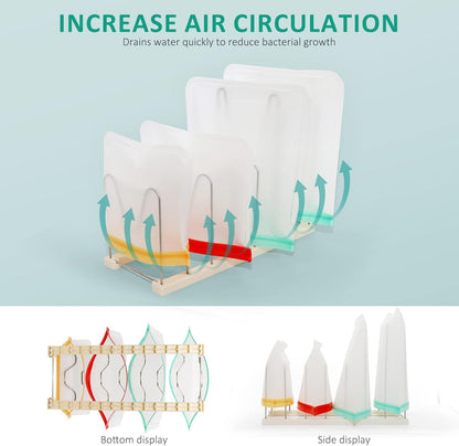 Plastic Bag Drying Rack, Reusable Bag Drying Rack for Silicone Bag & Ziploc Bag, Bottle Dryer Rack for Gloves & Glasses, Pan Lid & Cutting Board Organizer