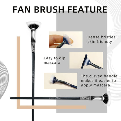 Fan Mascara Brushes, 3Pcs Eyelash Brush, Eyebrow Brush Lash Wand for Lashes, Facial Fan Brush for Eyelash Clumping. (Fan brush)