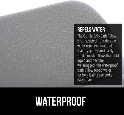 GORILLA GRIP Bath Pillow for Tub, Improved Suction Cups, Luxury Bathtub Pillows, Headrest for Neck and Back Support, Relaxing Home Spa, Hot Tubs and Bathroom Essentials, Gifts for Women, 3 Panel Gray