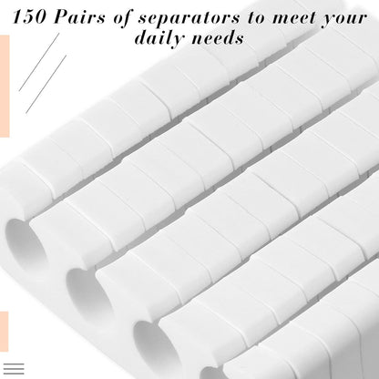 300 Pcs Toe Separators for Nail Polish Bulk Toe Separator Pedicure Correct Foot for Men Women Nail Polish Comfy Soft Pedicure Supplies(White)