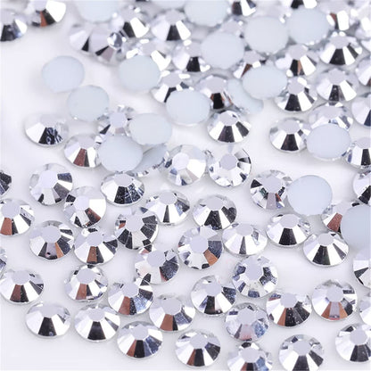 3000 Pieces SS12 3mm Flatback Rhinestones Clear Glass Round Gems Crystals for Nail Art DIY Crafts Clothes Shoes Bags （Silver）