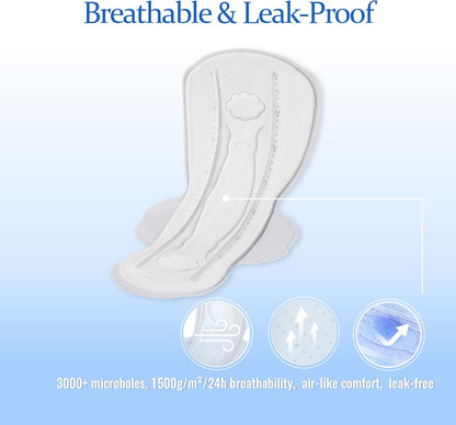 MODAL Pads for Women, Unscented Daily Thin Sanitary Pads for Period with Wings, 11.4 Inch(290 mm), Large, 12 Count