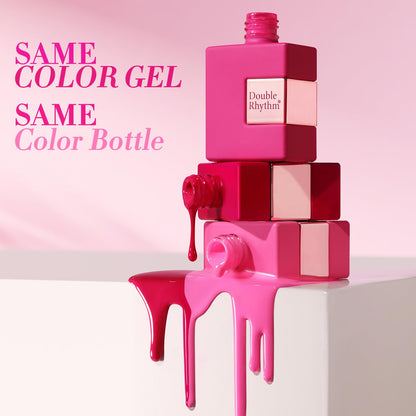 Double Rhythm 6 Pcs 15 ML Gel Polish Set Same Color Same Bottle Soak Off Gel Polish Kit Nail Art Manicure Salon DIY at Home for Women (Neon Light Pink Purple Burgundy Red-T6-8)