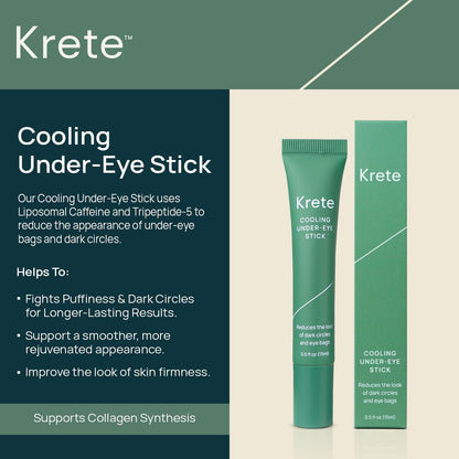 Cooling Under-Eye Stick with Liposomal Caffeine and Tripeptide-5 - Helps with Dark Circles and Puffiness, Vegan & Cruelty-Free, 0.5oz