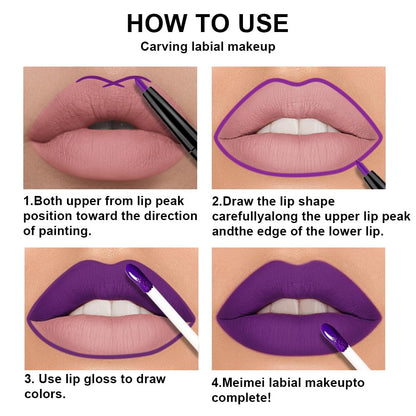 evpct 3Pcs Lavender Dark Violet Purple Matte Lip Liner & Liquid Lipstick Stain Makeup Set for Women, Lip Liner Stain Long Lasting Waterproof Smudge Proof, Cruelty Free Lip Makeup 24 hours originales