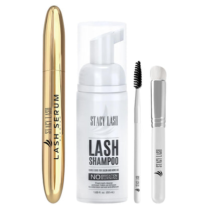 STACY LASH Lash Shampoo 50ml+ Eyelash Growth Serum Cleaning Kit of Eye Makeup Remover (Cleanser) + Brush & Eyelash Serum for Eyelash Growth and Thickness