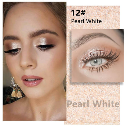Glitter Singe Eye Shadow Palette Makeup, Pearl White Glitter Monochrome Eyeshadow For Old Women, Mini Pressed Pigmented Waterproof Sombras Para Ojos, Vegan, Talc, Paraben & Cruelty Free, 12