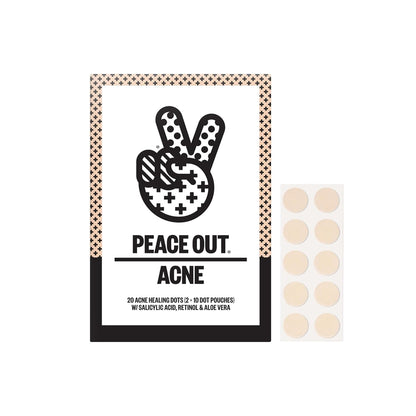 PEACE OUT Acne Healing Dots Helps Clear Blemishes Overnight, Fast Acting Hydrocolloid Pimple Patches for Breakouts with Salicylic Acid, Retinol and Aloe Vera, Award Winning Skincare Solution 20 Count