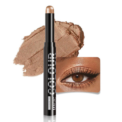 Brown Shimmer Cream Eye Shadow Stick Makeup for Women, Brown Shimmer Matte Eye Shadow Brightener Stick for Eyes, Long-lasting Waterproof Eyeshadow Pencil Applicator Blendable for Eye Highlight 11
