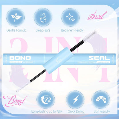 Lash Cluster Glue Waterproof Lash Glue Lashes Bond and Seal Clear Eyeash Glues for Lashes Extension Long Lasting Eyelash Adhesives by zanlufly