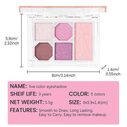 5 Colors Eyeshadow Palette Makeup, Matte Shimmer Eye Shadow Palette, Long Lasting Naturing-Looking, paleta de sombras de ojos,Everyday to Eye Makeup Looks,Vegan & Cruelty-free 04#