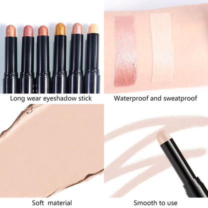 Nude Beige Smoky Cream Eye Shadow Stick Makeup for Women, Nude Beige Smoky Matte Eye Shadow Brightener Stick for Eyes, Waterproof Eyeshadow Pencil Applicator Blendable for Eye Highlight 01