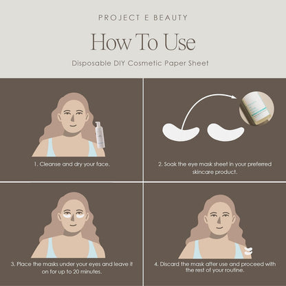 Project E Beauty 100pcs Disposable DIY Non-Woven Eye Mask Paper DIY Cotton Eye Care Mask | for Skincare & Spa Salon Use | Cosmetic Facial Paper for Toner, Serum, or Lotion (100, Eye Zone)