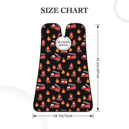 Beard Grooming Cape, Waterproof Hair Catcher for Shaving Trimming, Non-Stick Bib Apron Gifts for Dad Men, Cute Cartoon Firefighter Red Fire Truck Shave Bib