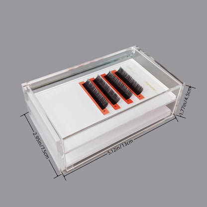 Two Layers Eyelash Grafting Pallet with Cover, Dust-proof Acrylic Lash Tile holder, Eyelash Extensions Storage Gasket Pads 2 Tiers for Beginners Beauty Artist Salon (White)