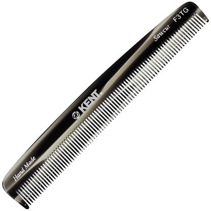 Kent F3T Black Graphite Fine Tooth Comb - Hair Parting and Straightening Comb for Men's & Women's Dandruff Remover, Saw Cut and Hand Polished Made in England