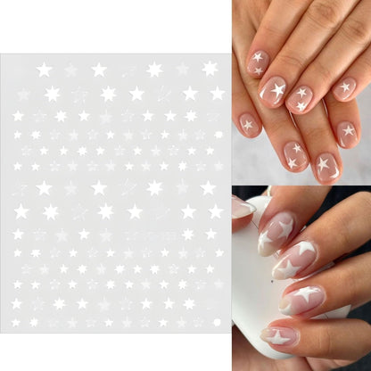 12 Sheets White Blue Red Star Nail Art Stickers 3D Self Adhesive 4th of July Nail Stickers for Nail Art Independence Day Nail Decals Star Nail Supplies Design for DIY Acrylic Nails for Women Girls