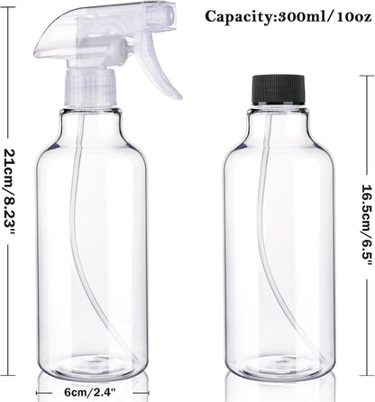 3 Pack Plastic Spray Bottles Empty Spray Bottle 10oz/300ml Heavy Duty Spraying Bottles Mist/Stream Water Bottle for Cleaning Solutions, Essential Oils, Hair (clear)