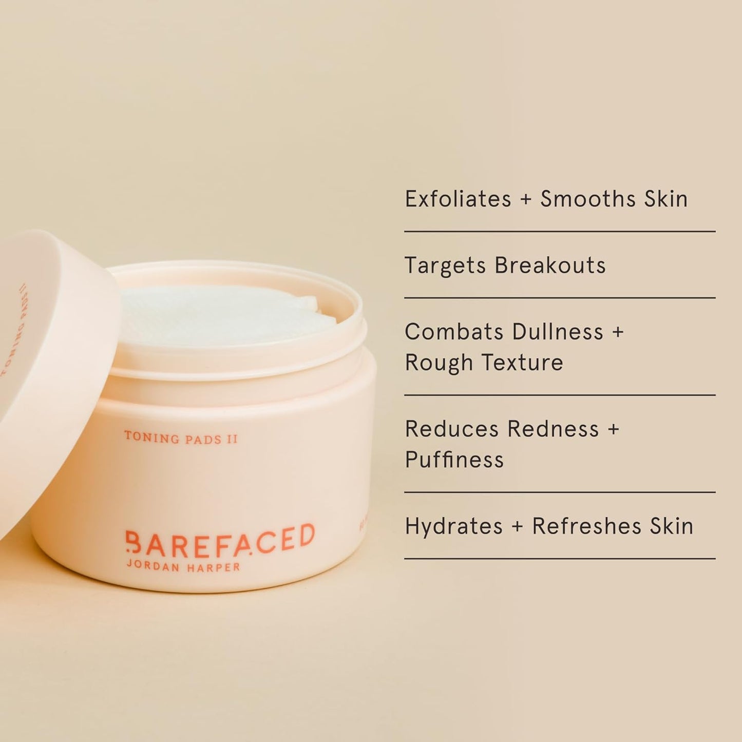 Barefaced Toning Pads II (60 Count) Exfoliating and Resurfacing Face Pads w/ 5% Glycolic Acid & Salicylic Acid, Helps with Brightening & Cleansing Skin, Clears Pores, Reduces Fine Lines and Wrinkles