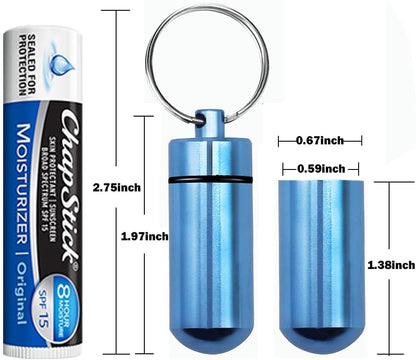 5 Packs Mini Keychain Pill Holder Fob, EFFIET Waterproof Portable Tablets Container Case Aluminum Outdoor Camping Emergency Pill Capsule Box Bottle