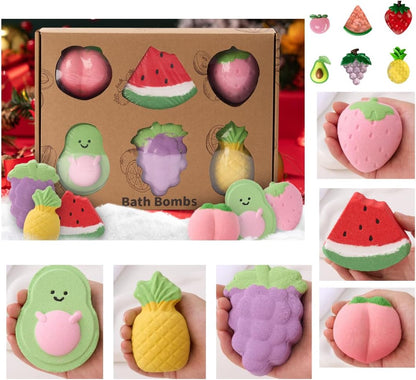 Bath Bombs for Teen Girls Boys– Fruit Shaped, Natural & Non-Toxic with Surprise Inside, Fun Gift Set for Kids Ages 3+