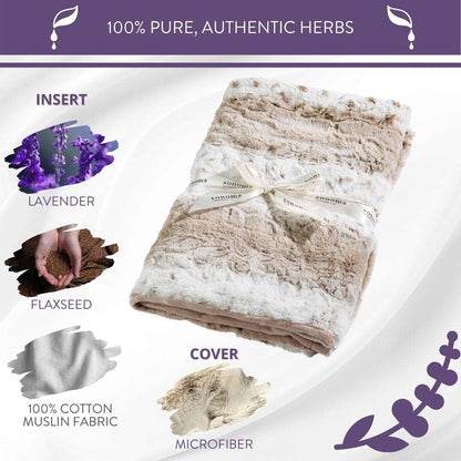 Sonoma Lavender Aromatherapy Spa Blanket Filled with Lavender Flowers and Flaxseed, Hot/Cold Microwaveable Heated Blanket for Soothing Muscles, Removable Washable Cover (44" x 18", Arctic Circle)