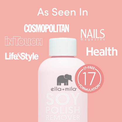 ella+mila Soy Nail Polish Remover Non-Acetone Nail Polish Remover - Non-Toxic Fingernail Polish Remover - Enriched with Lavender Essential Oil & Vitamins A,C & E (4 fl oz)