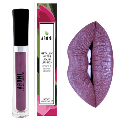 Aromi Metallic Liquid Lipstick | Long-lasting, Waterproof, Lip Color with Shimmery Finish, Vegan, Cruelty-free, Gluten and Paraben Free, Made in USA, Handmade (Vulgar Violet)