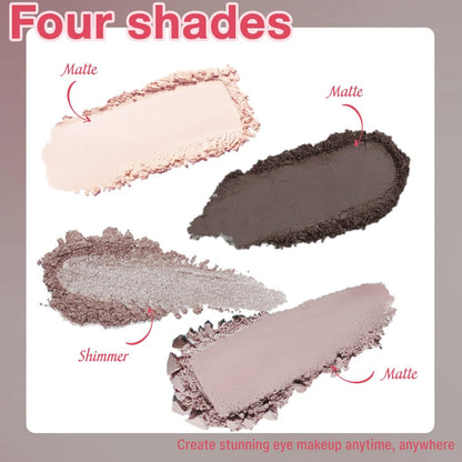 4Colors Eyeshadow Makeup Palette,Nude Gray Black Natural Neutral Powde Eye Shadow Palette for Older Women,Long Lasting Naturing-Looking,Lightweight,Waterproof,Eye Makeup Kit Travel Size