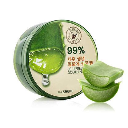 THESAEM Jeju Fresh Aloe Soothing Gel 10.1 fl. oz. (300ml) - 99% Aloe Vera, Hydrates & Dry, Itchy & irritated Skin