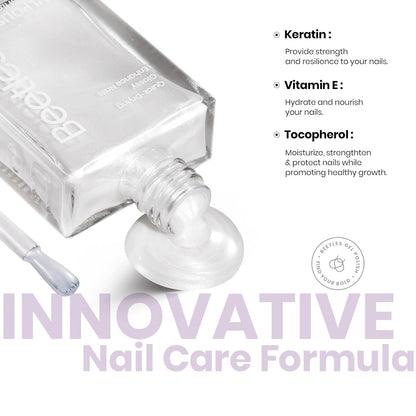 Beetles 2 in 1 Nail Strengthener Polish 1Pcs 15ml Pearl White Nail Polish-Fast Drying & Long Lasting Nail Polish Pearlescent Sheen Nail Lacquer Shimmer Art Effect for Nail Salon-Quality Results