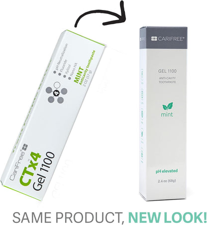CariFree Gel 1100 (Mint) Anti-Cavity Fluoride Toothpaste with Nano Hydroxyapatite, Cavity Prevention and Enamel Protection, Dentist Recommended for Kids and Adults, 2.40 oz.(Pack of 2) Mint