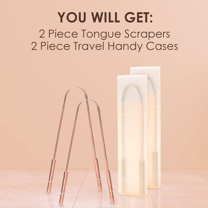 TruLife Tongue Scraper For Adults (2 Pack), Tongue Cleaner for Oral Care & Hygiene, Metal Tongue Scraper, Reduce Bad Breath (Travel Cases Included), Tounge Scraper - Fresher Breath & Easy to Use