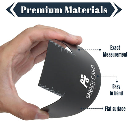Enhancement Card for Barbers with Measurement Indicators, Reusable Barber Line up Tool and Color Spray Edge Hairline Shaping Tool (Black, One-Size)