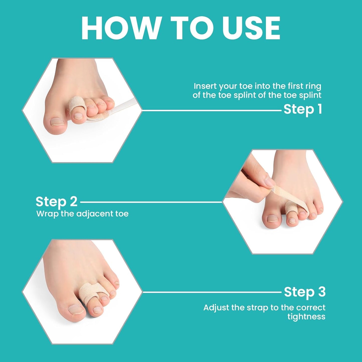 10 Pack Fabric Hammer Toe Corrector, Reusable Broken Toe Protectors Taped Wraps, Hammertoe Straightener, Toe Splint for Broken Toe, Crooked Toes, Bent Toes （Brown+10S）