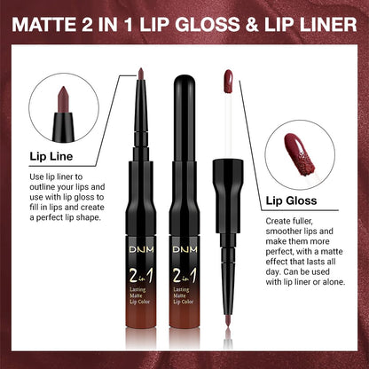 evpct 1Pcs Dark Oxblood Red Matte Lip Liner and Liquid Lipstick Stain Makeup Set for women, Red Long Lasting Smudge Proof Lipstick labiales matte mate larga duracion listip 24 hours originales,15#