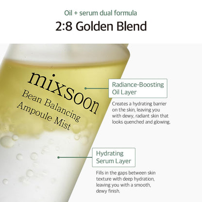 mixsoon Bean Balancing Ampoule Mist Skin moisturizer and Oil balance For Hydrated Radiance Korean Glass Skin Care 3.38 fl. oz. / 100ml