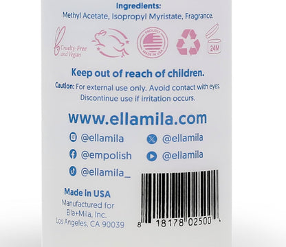 Ella+Mila Non-acetone Nail Polish Remover - Nourishing & Conditioning Acetone Free Nail Polish Remover - Gentle on Nails - 8oz
