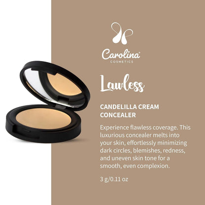 Candelilla Cream Concealer - Lawless Color - Vegan, Gluten-Free, Non-GMO - Minimizes Dark Circles, Blemishes, Redness & Uneven Skin Tone with Shea Butter & Coconut Oil - 0.11 oz