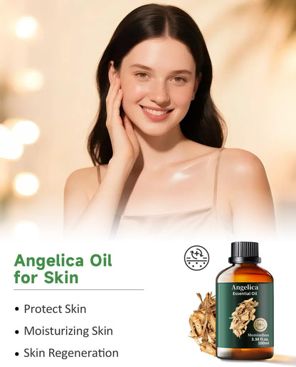 Angelica Root Essential Oil Pure Mumianhua Natural Angelica Oil for Diffuser, Aromatherapy, Skin, Hair, Massage & Candle Making 3.38 Fl Oz