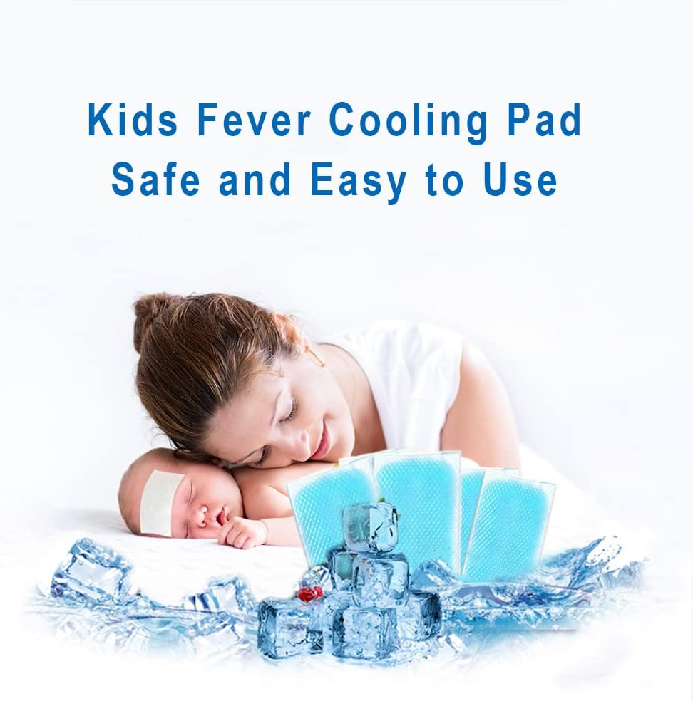 20 Sheets Kids Fever Patches, Cooling Relief Fever Reducer, Cooling Patches, Headache Pads for Fever Discomfort, Pain Relief, Soothing Migraine, Toothache, Fatigue, Sunstroke, Sprain, Pack of 20 Blue